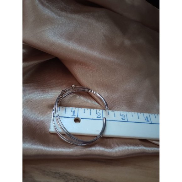 Silver Wire Artisan Cuff Bracelet with Goldtone Floating Beads - Picture 6 of 8